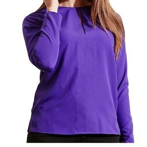 Lauren Ralph Lauren Purple Blouse Biat Neck with Buttons Medium Top 3/4 Skeeves
